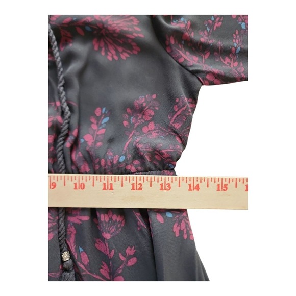 Motherhood Maternity Dress S Red Black Floral Formal Empire Waist Long Sleeve - Picture 9 of 12